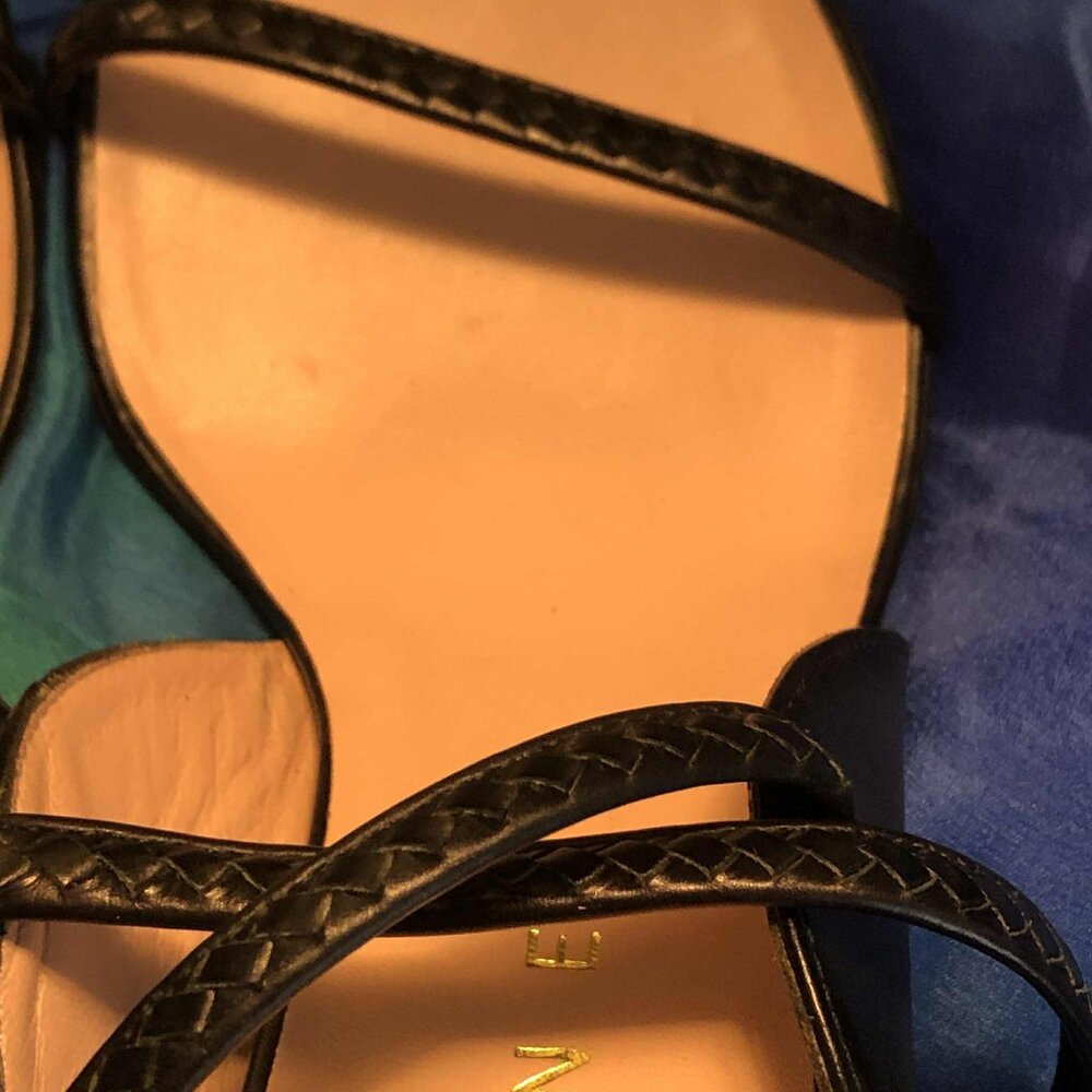 CELINE Italian Leather Black Embossed Heeled Sandals 7.5 MSRP $1200 - Picture 5 of 10